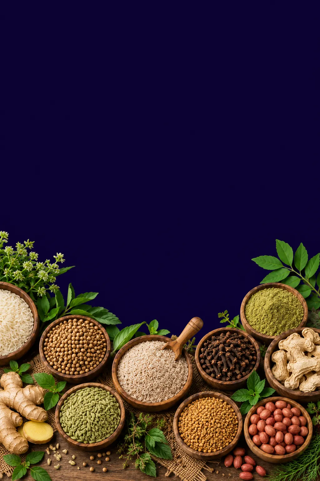 An assortment of premium Indian spices and agricultural products